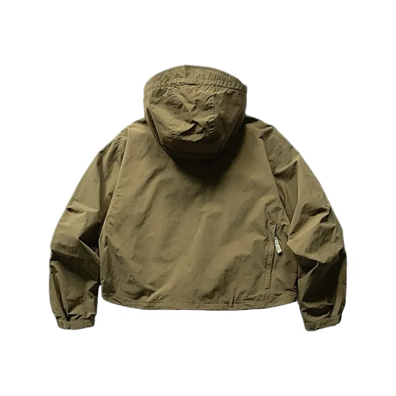 Reversible cropped windbreaker with oversized pockets