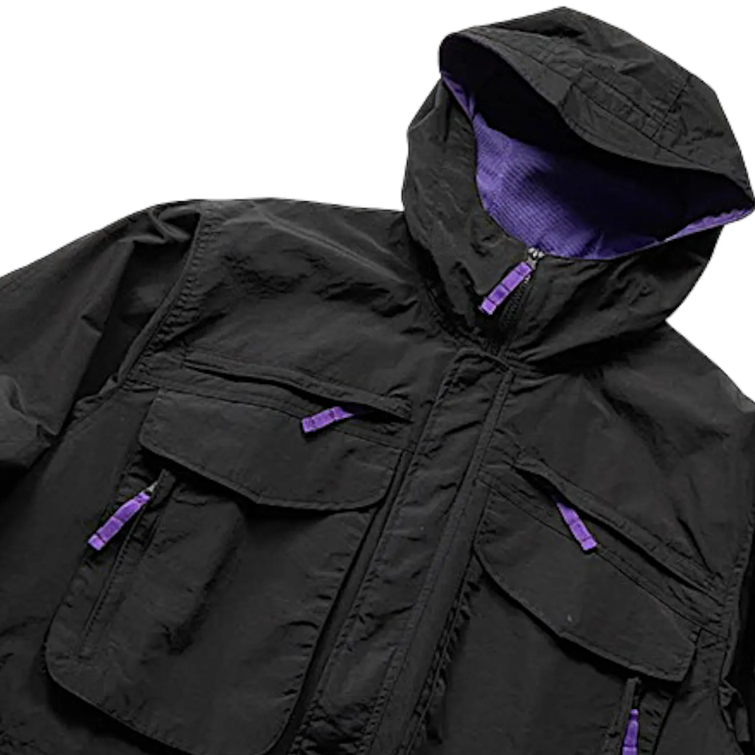 Reversible cropped windbreaker with oversized pockets