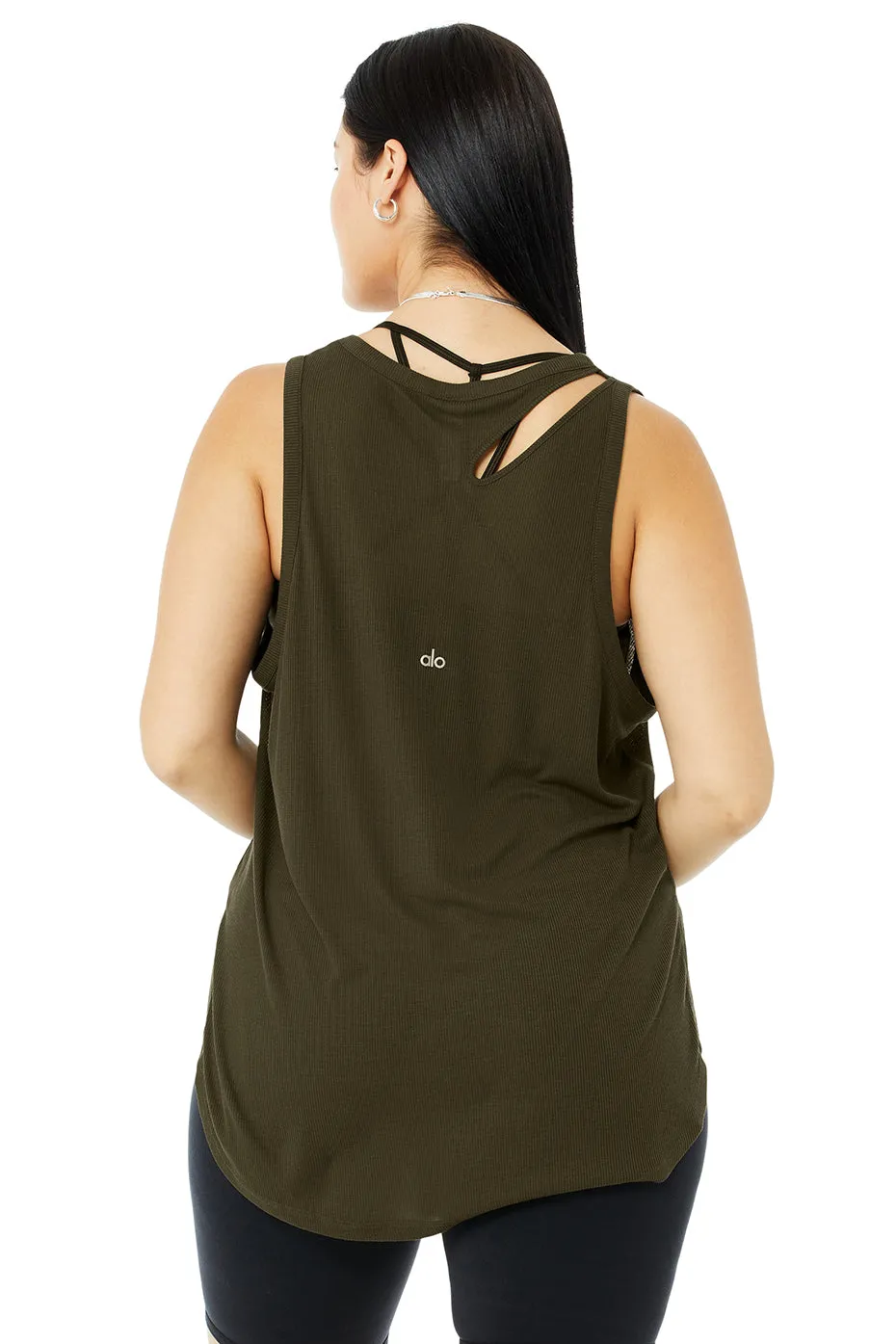 Ribbed Peak Tank - Dark Olive