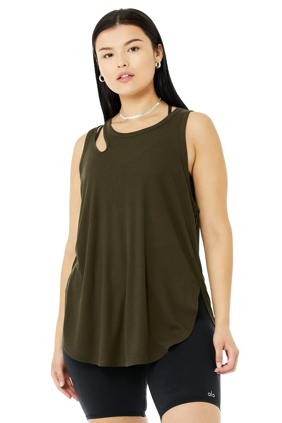 Ribbed Peak Tank - Dark Olive