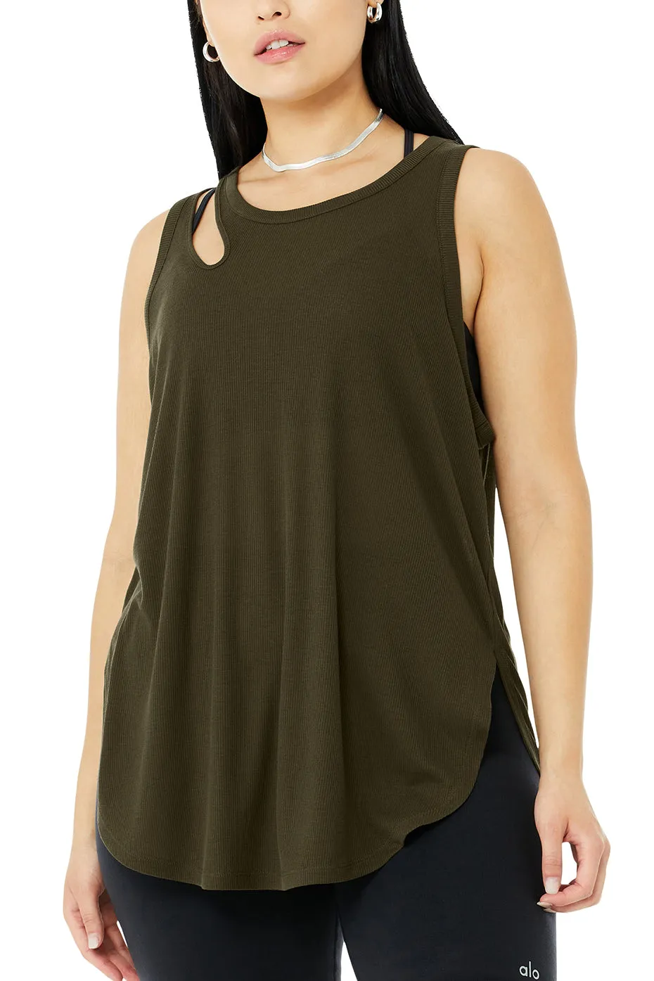 Ribbed Peak Tank - Dark Olive