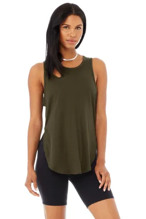 Ribbed Peak Tank - Dark Olive