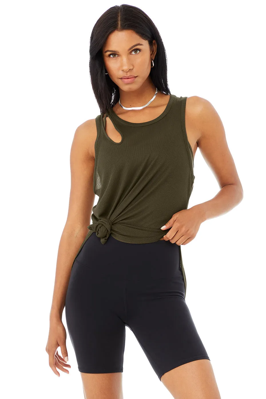 Ribbed Peak Tank - Dark Olive