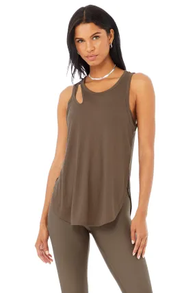 Ribbed Peak Tank - Hot Cocoa