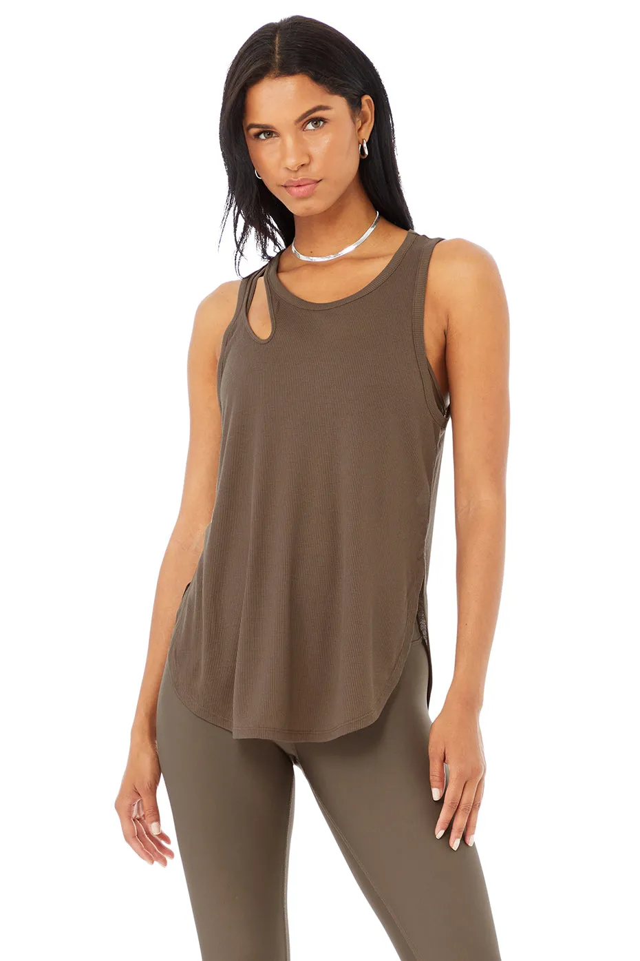 Ribbed Peak Tank - Hot Cocoa