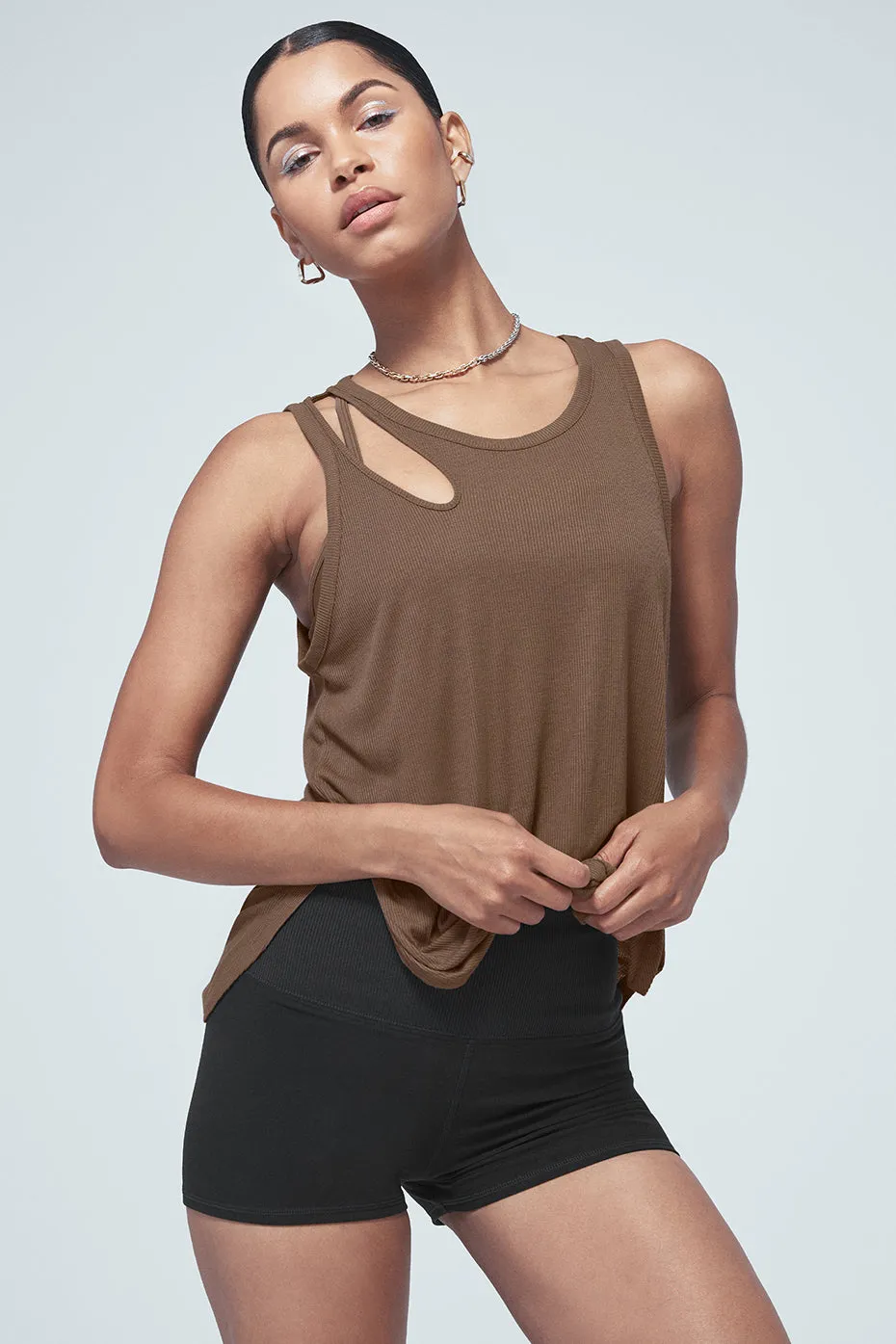 Ribbed Peak Tank - Hot Cocoa