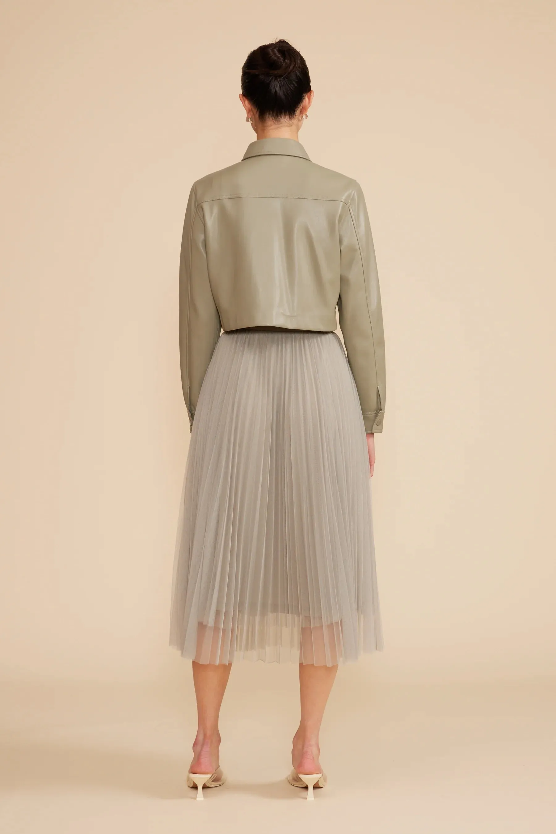 Sabine Cropped Faux Leather Jacket