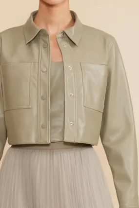 Sabine Cropped Faux Leather Jacket