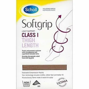 Scholl Softgrip Ultima Class I Thigh Length Closed Toe Stockings Natural Small