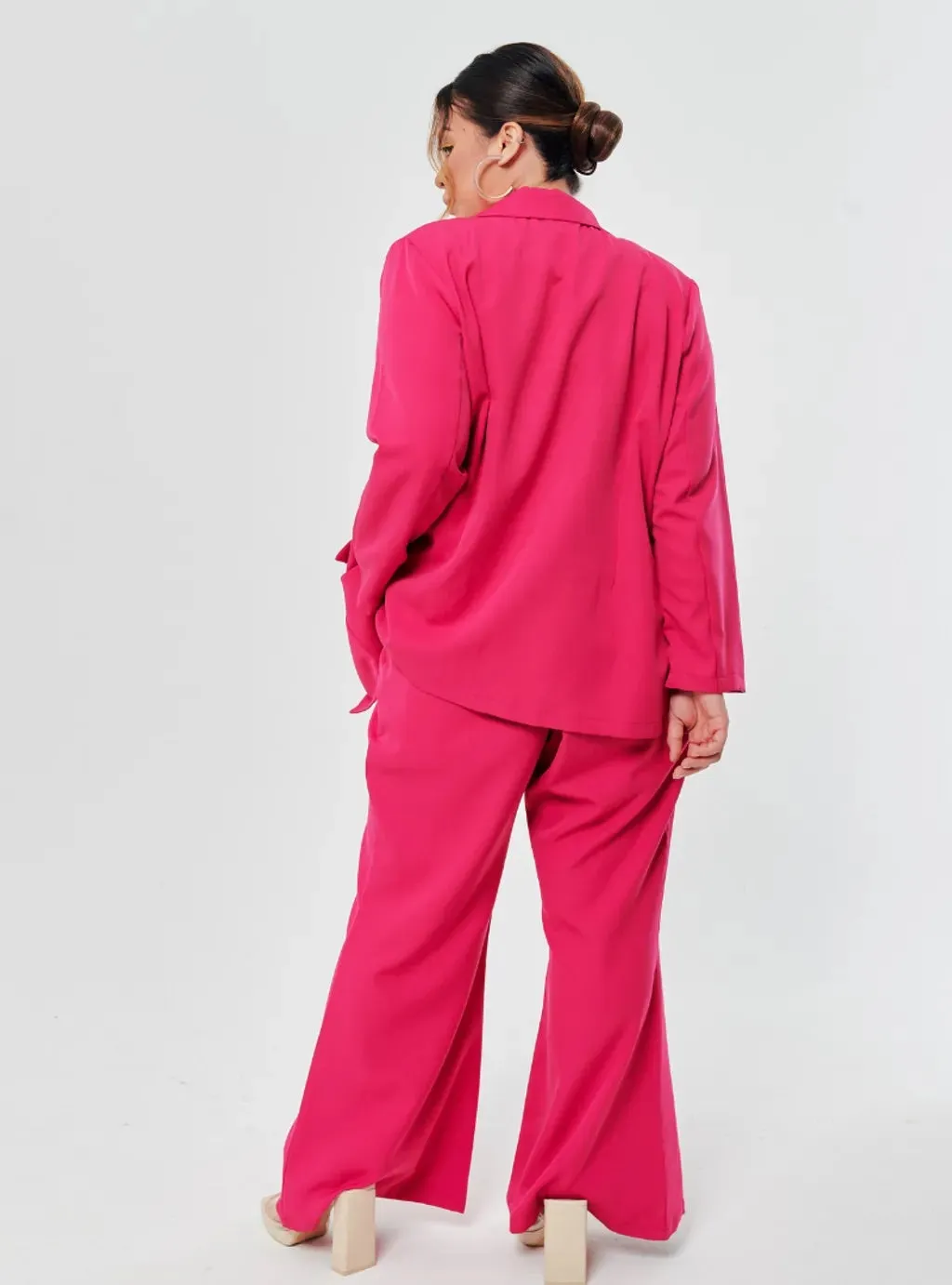 Set Lapel Collar Blazer with Bootcut Tuxedo Pants