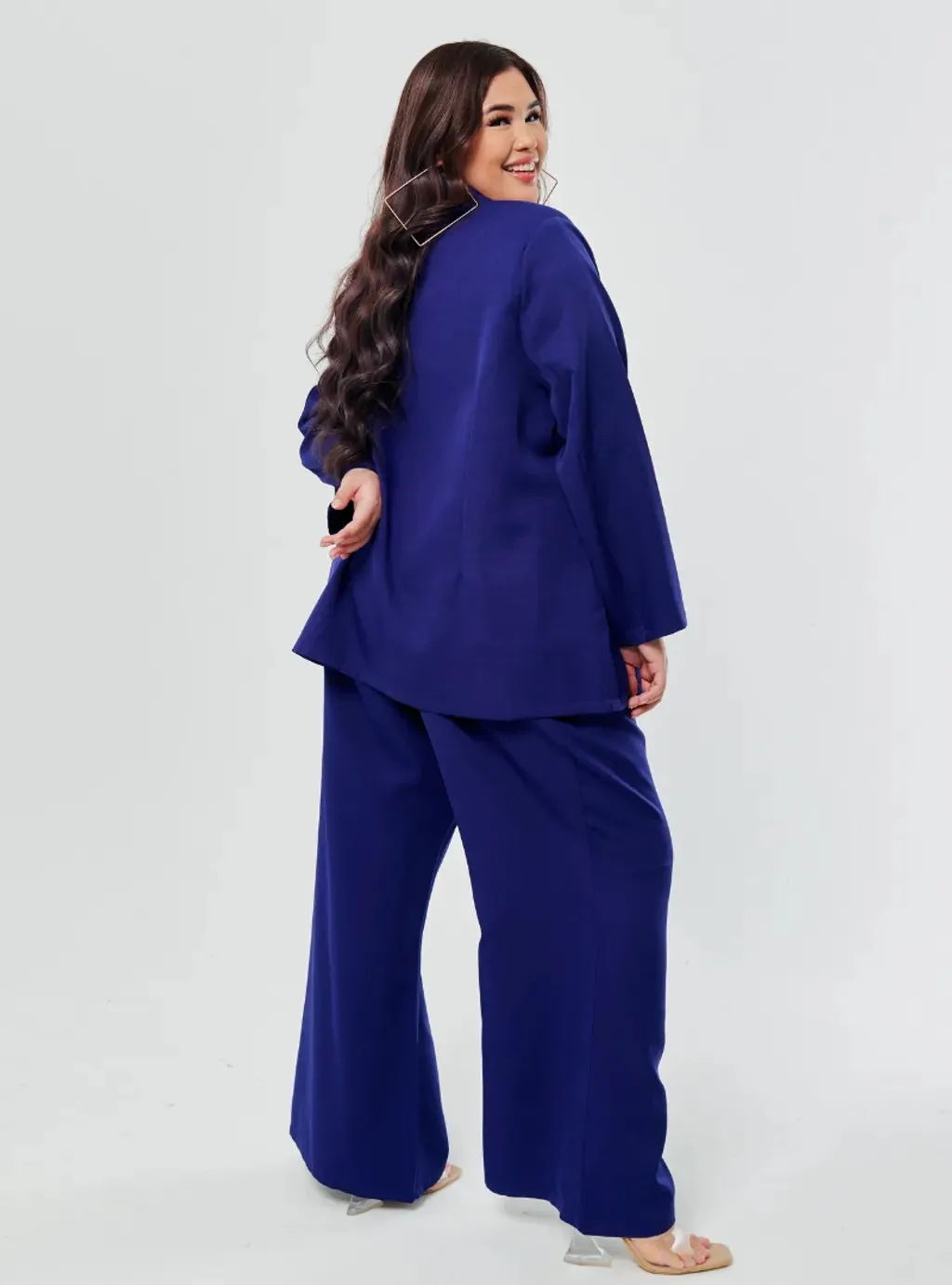 Set Lapel Collar Blazer with Bootcut Tuxedo Pants