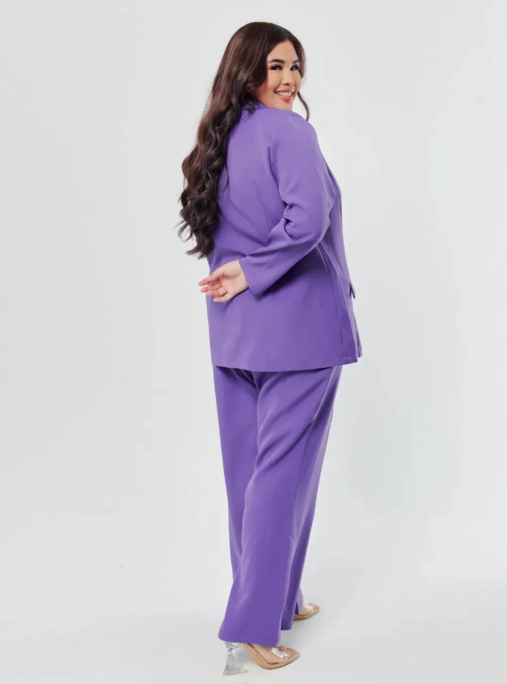 Set Lapel Collar Blazer with Bootcut Tuxedo Pants