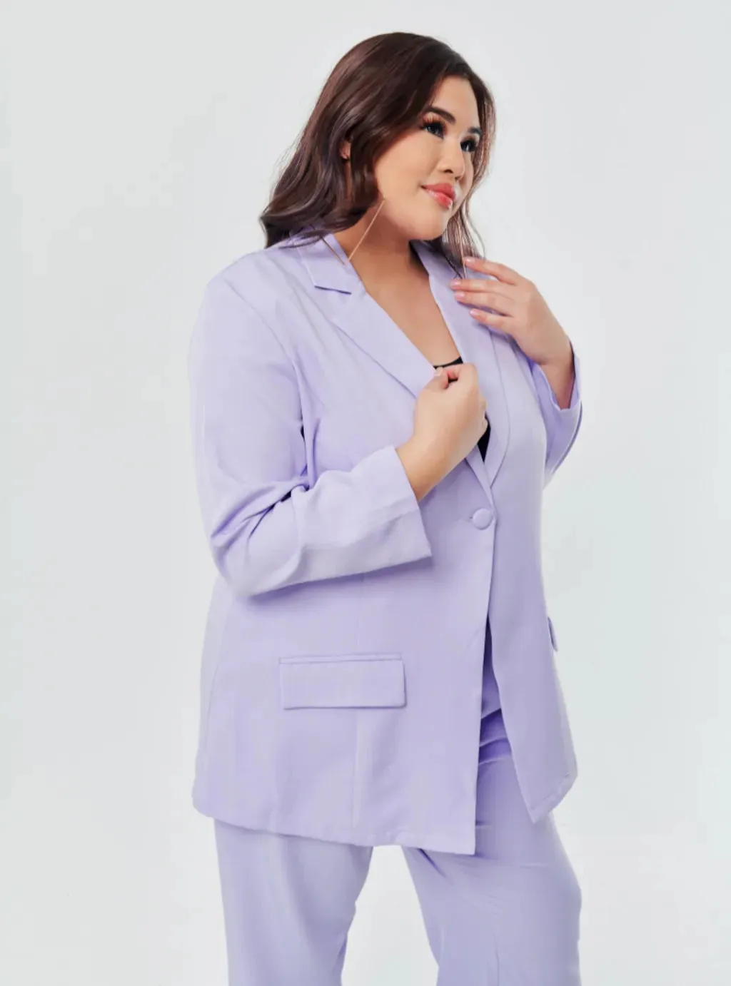 Set Lapel Collar Blazer with Bootcut Tuxedo Pants