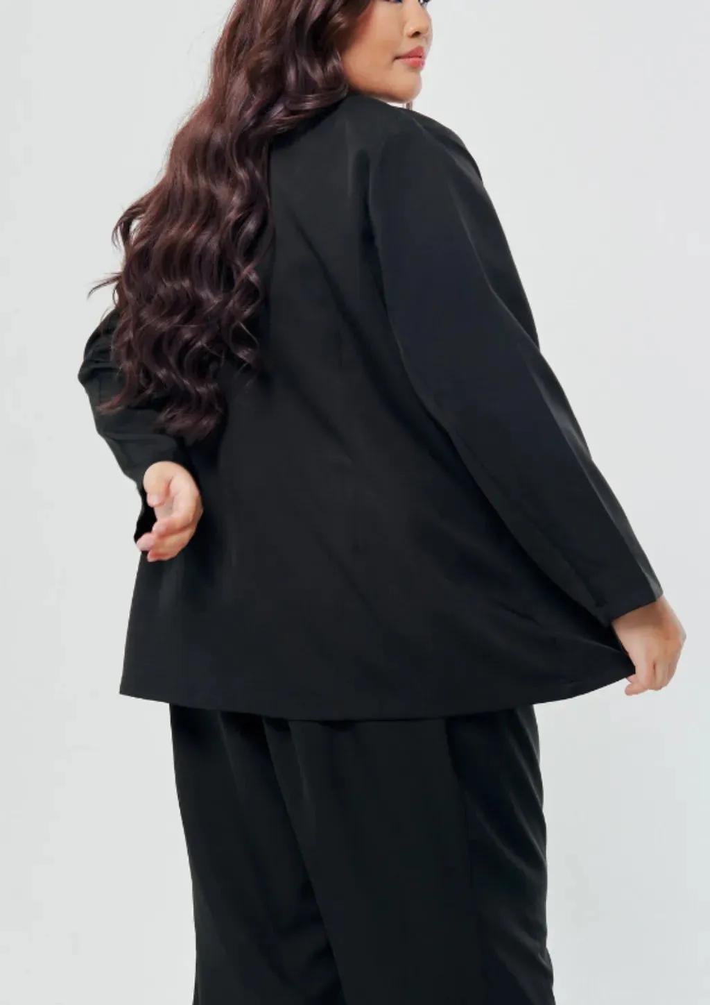 Set Lapel Collar Blazer with Bootcut Tuxedo Pants