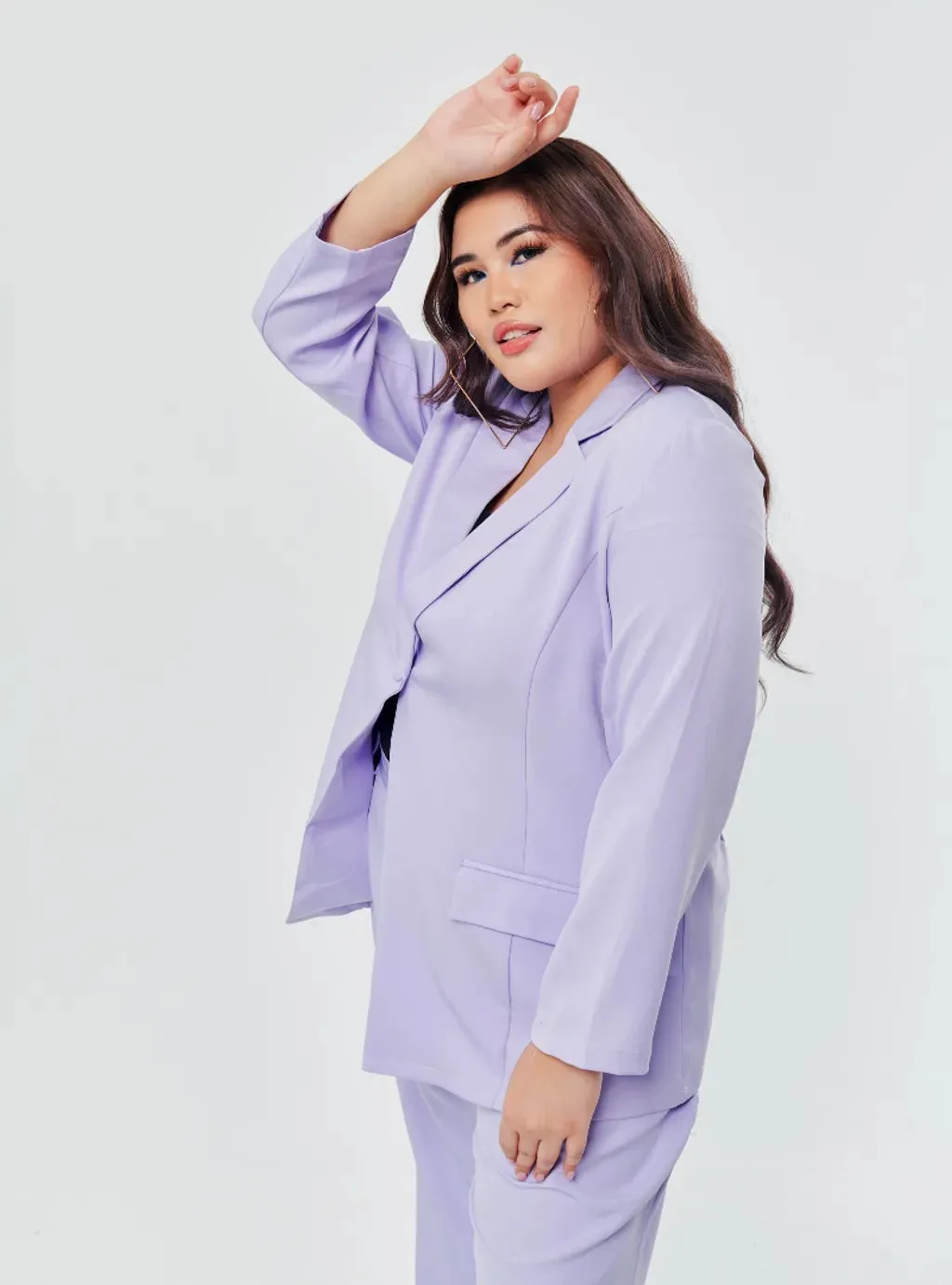 Set Lapel Collar Blazer with Bootcut Tuxedo Pants