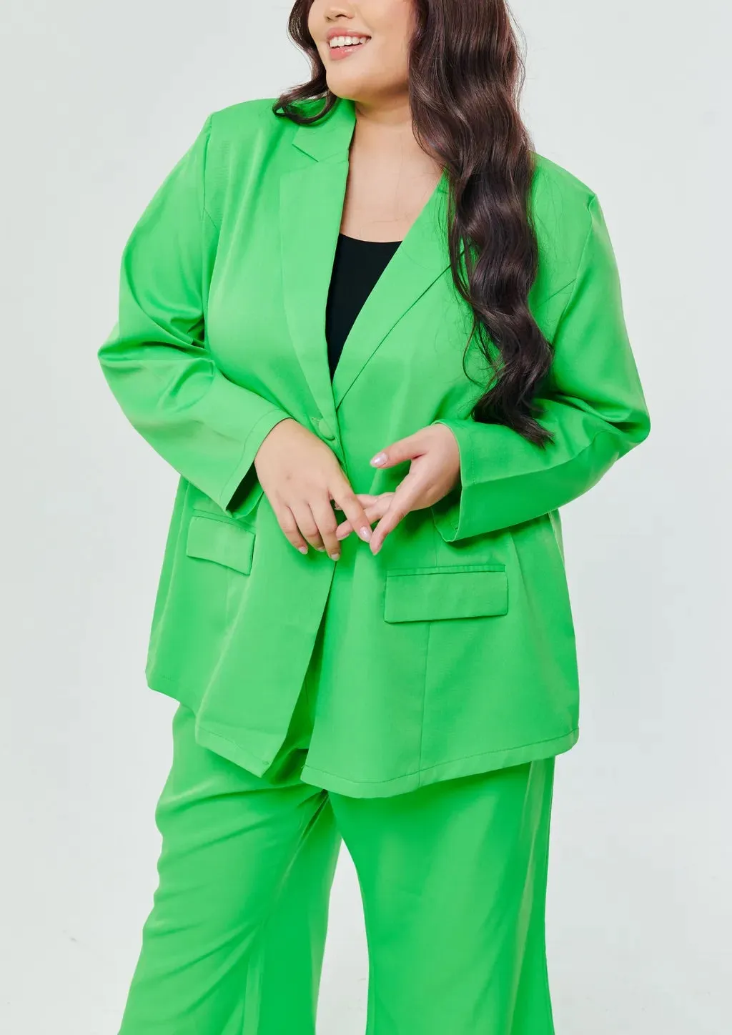 Set Lapel Collar Blazer with Bootcut Tuxedo Pants