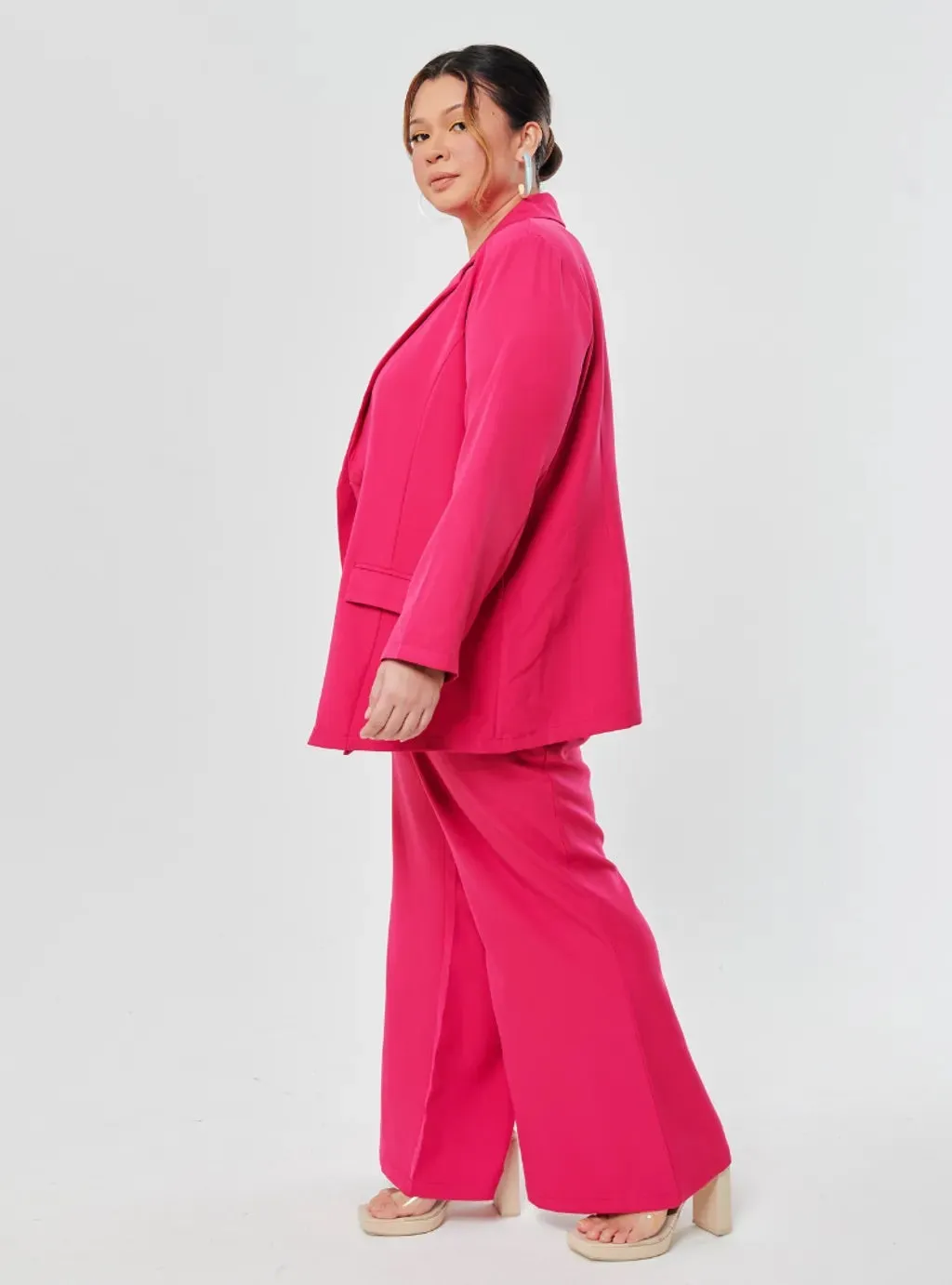 Set Lapel Collar Blazer with Bootcut Tuxedo Pants
