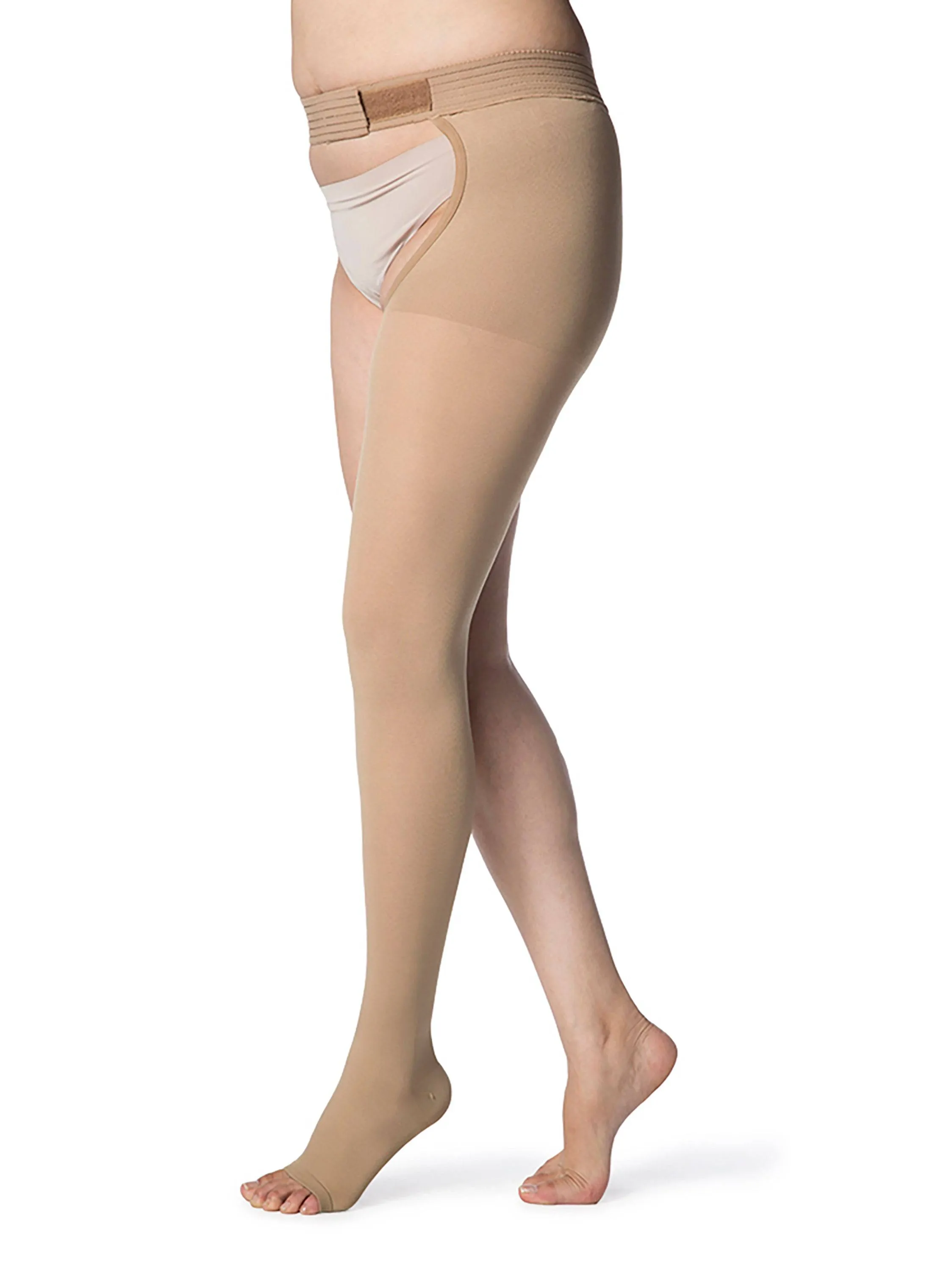 Sigvaris Opaque (Formerly 860 Select Comfort) Women's Thigh High w/ Waist Attachment  20-30mmHg-Open Toe