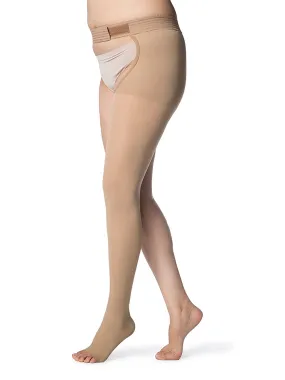 Sigvaris Opaque (Formerly 860 Select Comfort) Women's Thigh High w/ Waist Attachment  20-30mmHg-Open Toe