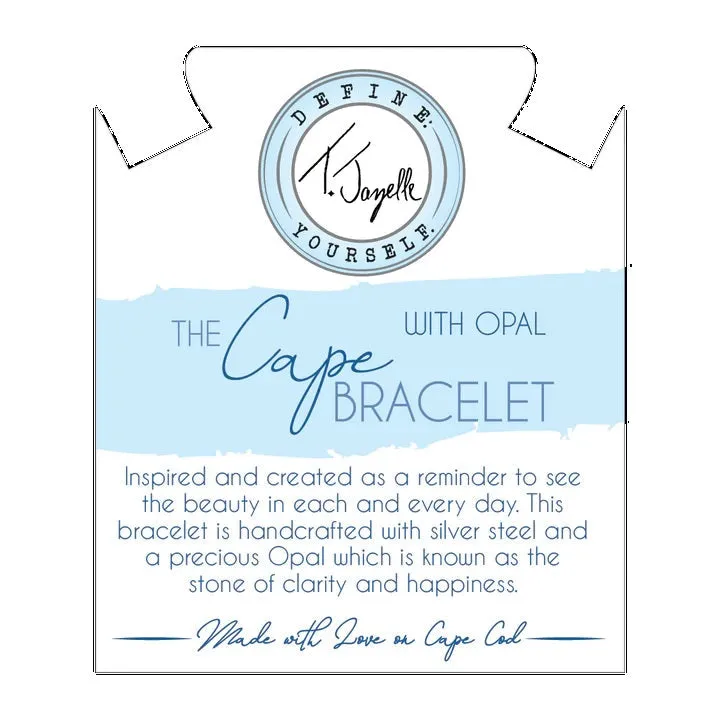 The Cape Bracelet - Silver Steel with Denim Blue Opal Ball