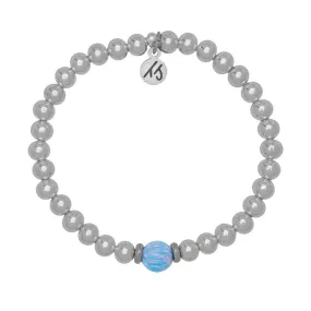 The Cape Bracelet - Silver Steel with Denim Blue Opal Ball