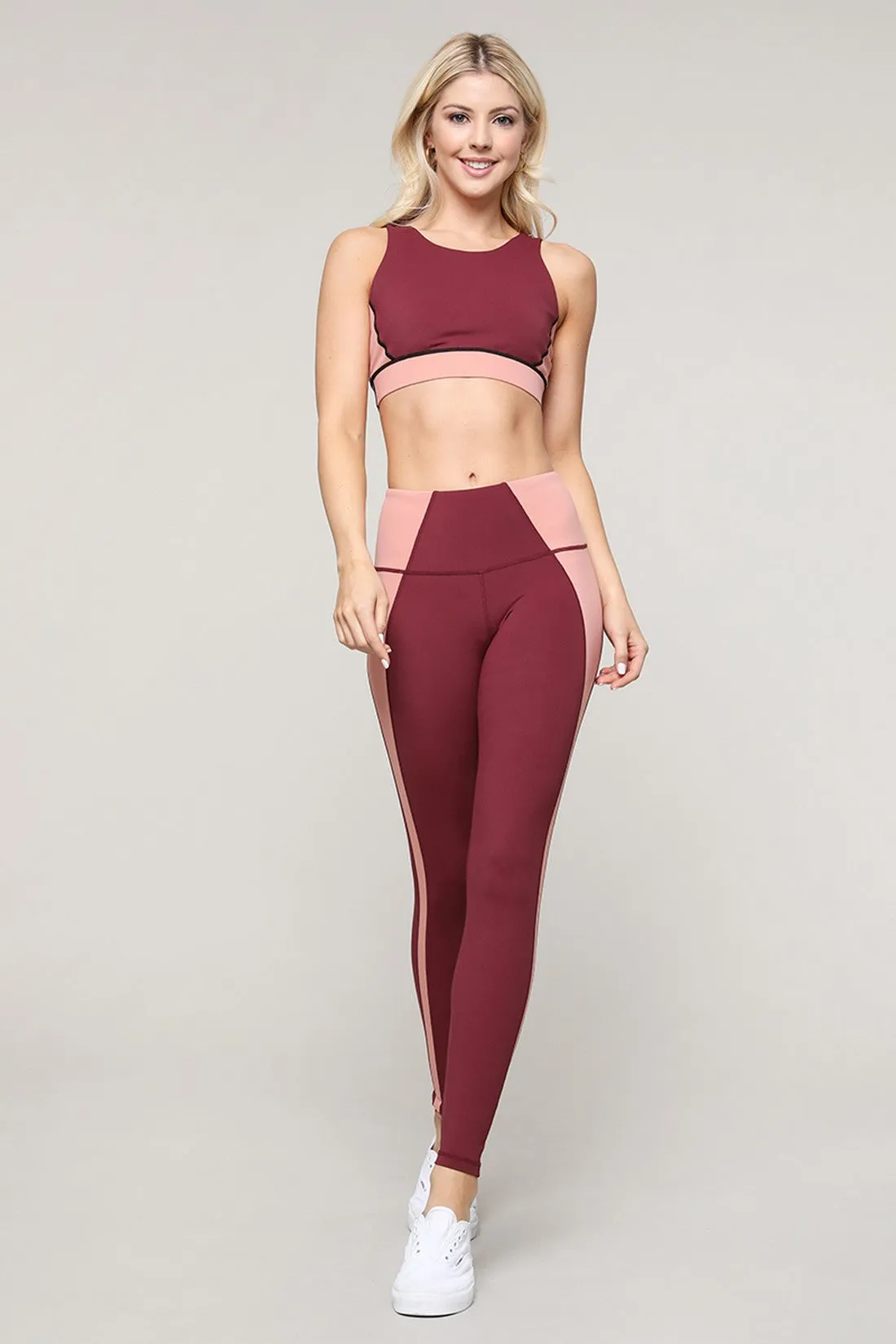 Two Tone Color Block Active Workout Set