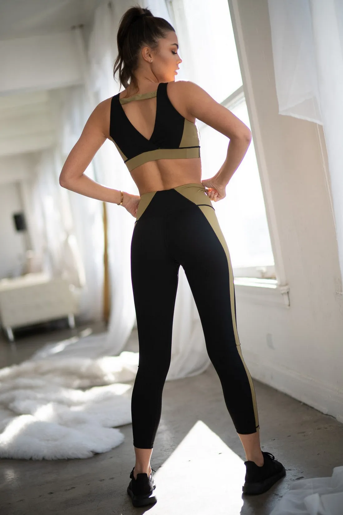 Two Tone Color Block Active Workout Set