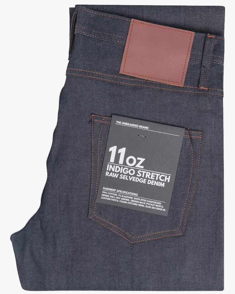Unbranded UB322 Straight Fit Mens Jeans - 11oz Indigo Stretch Selvedge