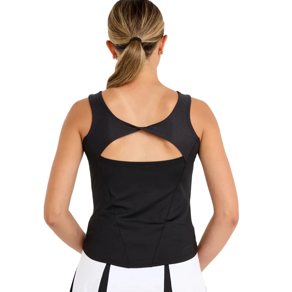 Women`s Twist Back Tennis Tank Black