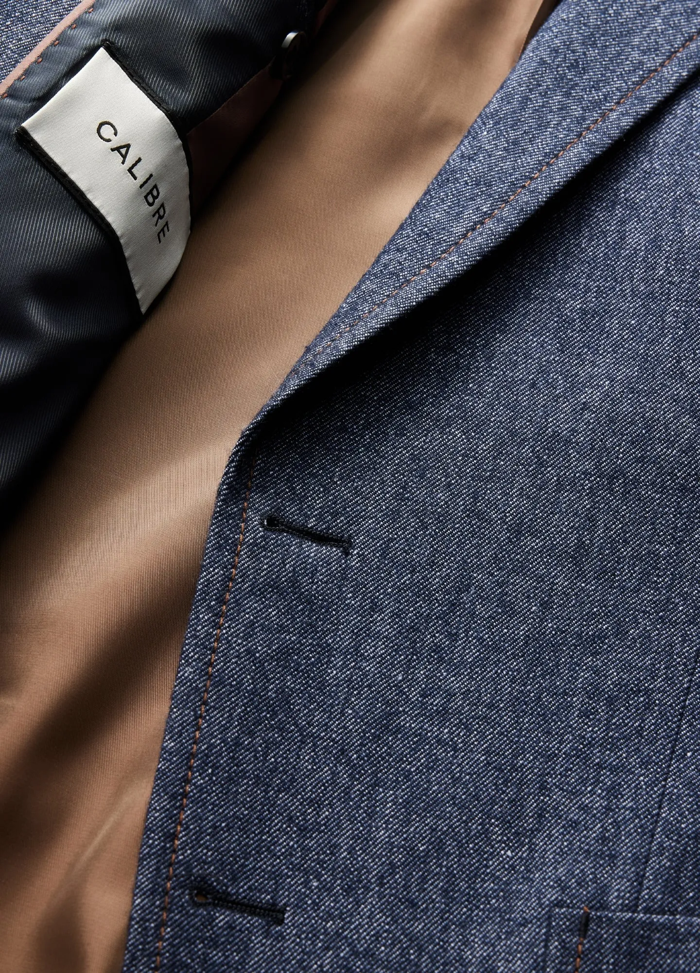 Wool Cotton Denim Blazer Navy