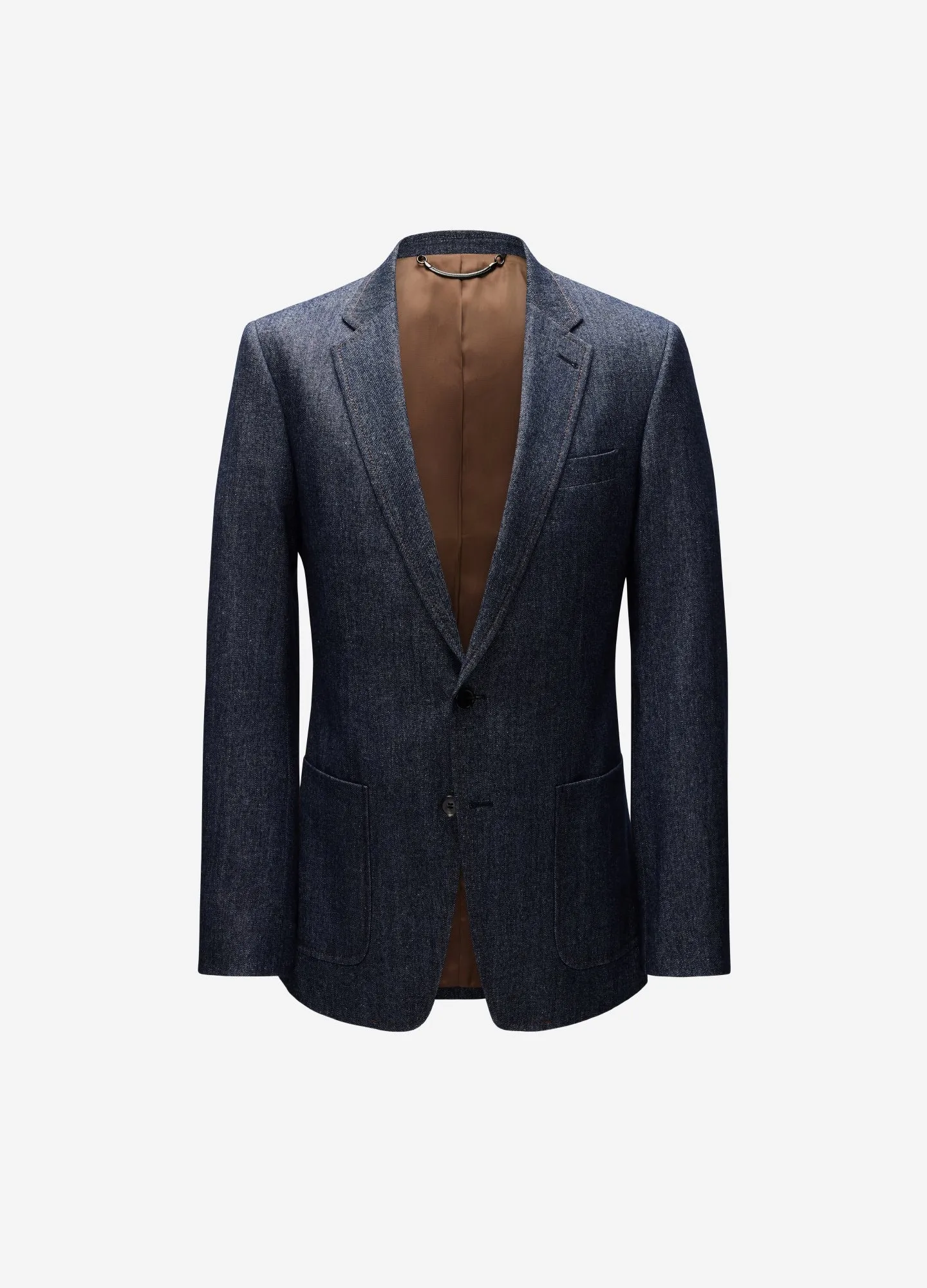 Wool Cotton Denim Blazer Navy
