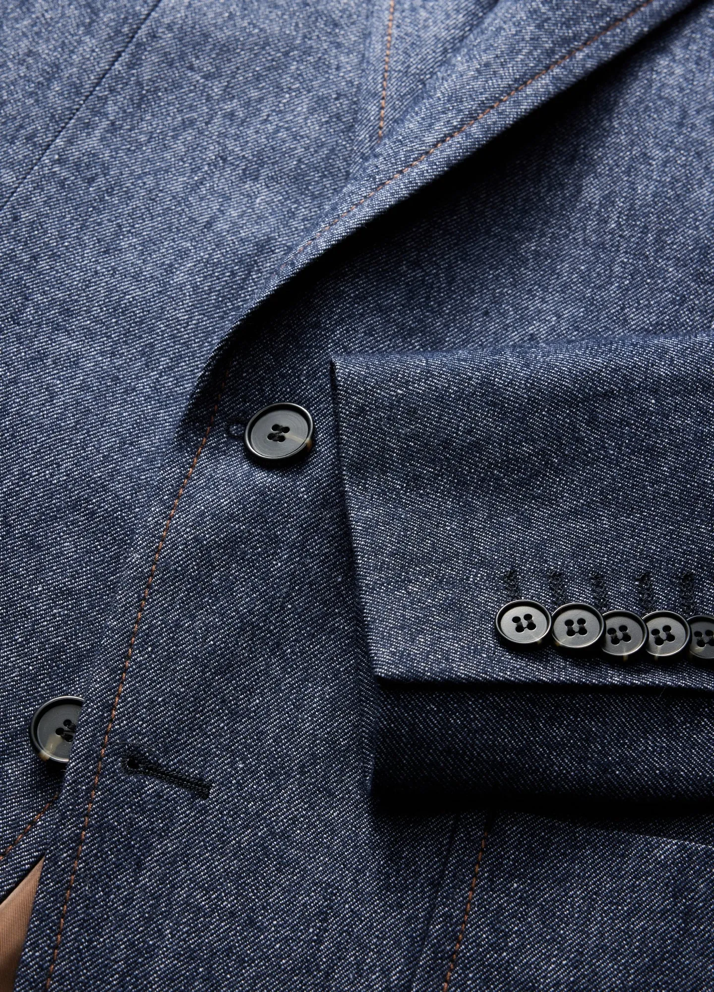 Wool Cotton Denim Blazer Navy